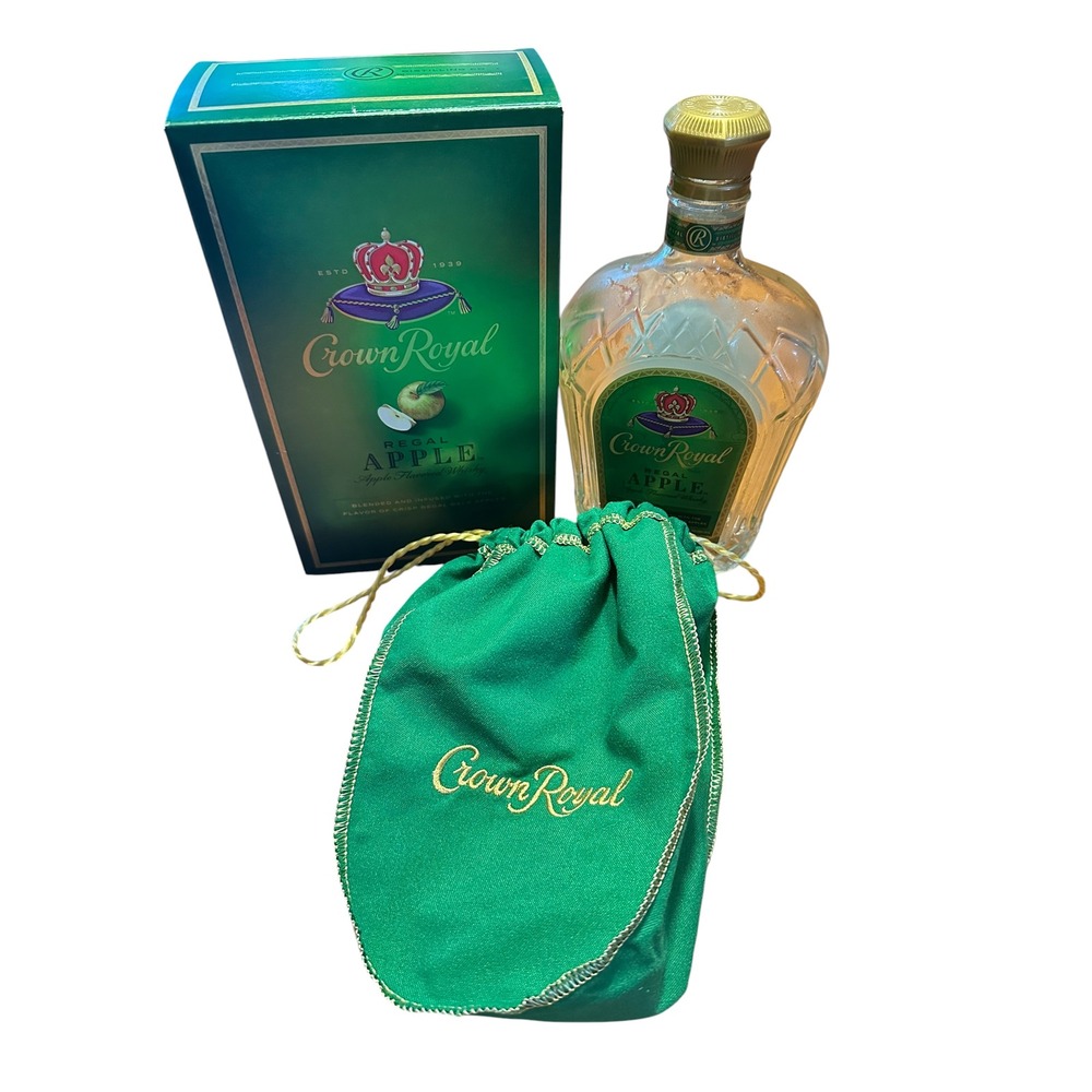 Crown Royal Regal Apple Empty Bottle 750ml Green Bag and Box Collector Set